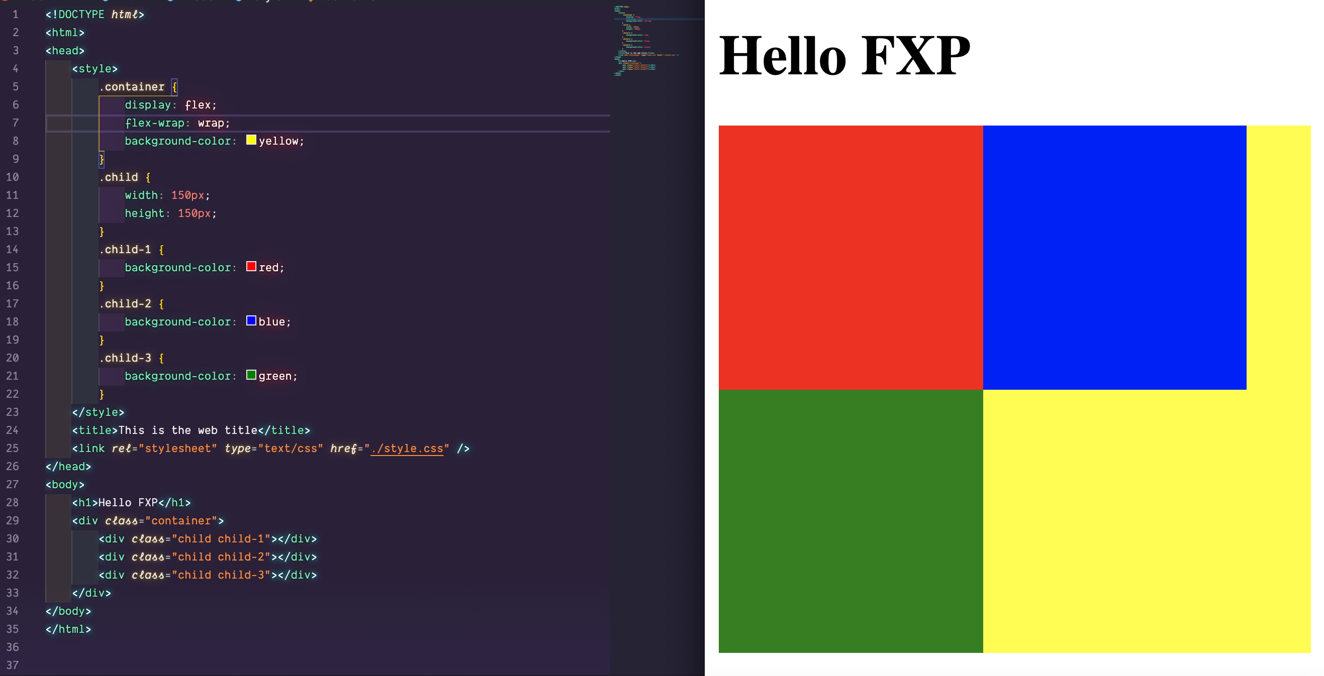 CSS עבודה עם flexbox תכונות flexflow & flexwrap FXP