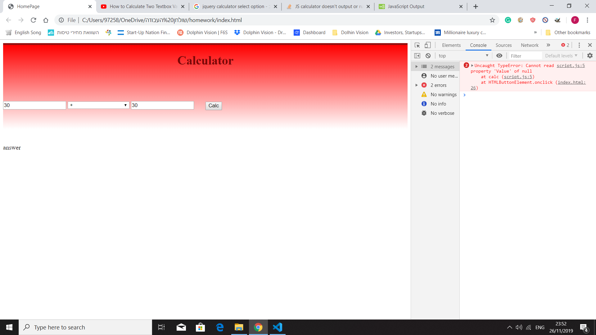 javascript - JS calculator doesn't output or run the function - Stack ...