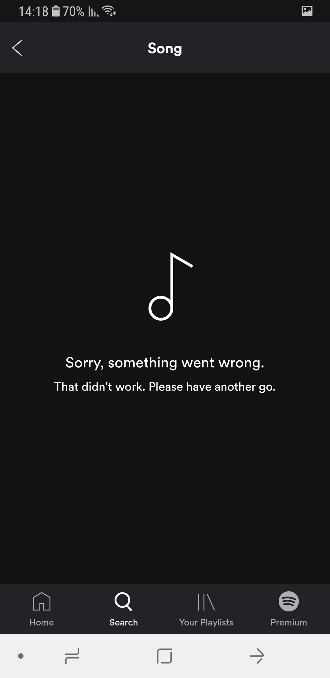 something went wrong spotify web player